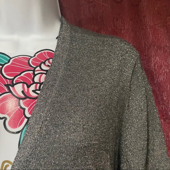 Vince Camuto Grey Shimmer Long Cardigan - Picture 2 of 4